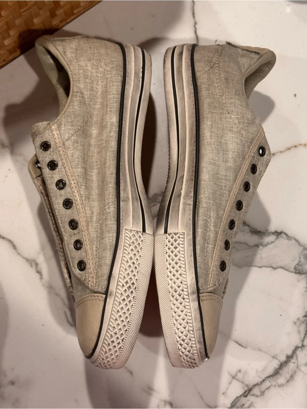SOLD‼️Converse x John Varvatos Low-top Vintage Slip Beige Linen 151297C -M 9.5 - Picture 3 of 8